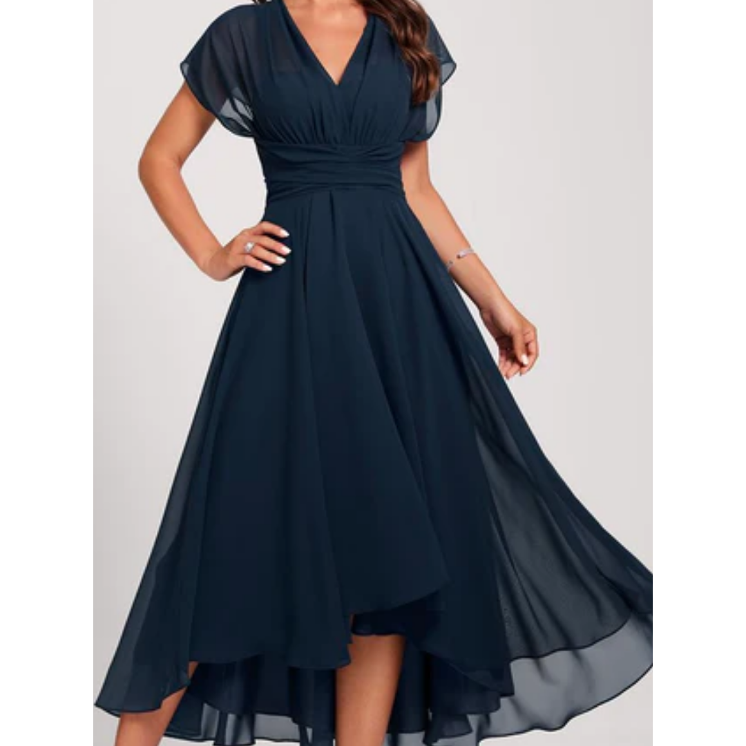 Kharlyn - Elegante Scollo a V Abito Midi Formale