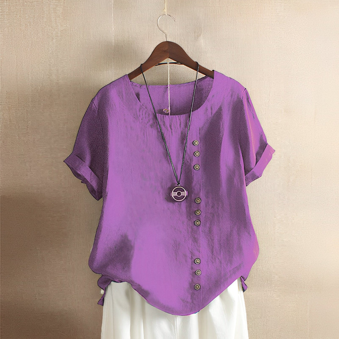 Pauleen - Classica, comoda camicia a maniche corte per donne