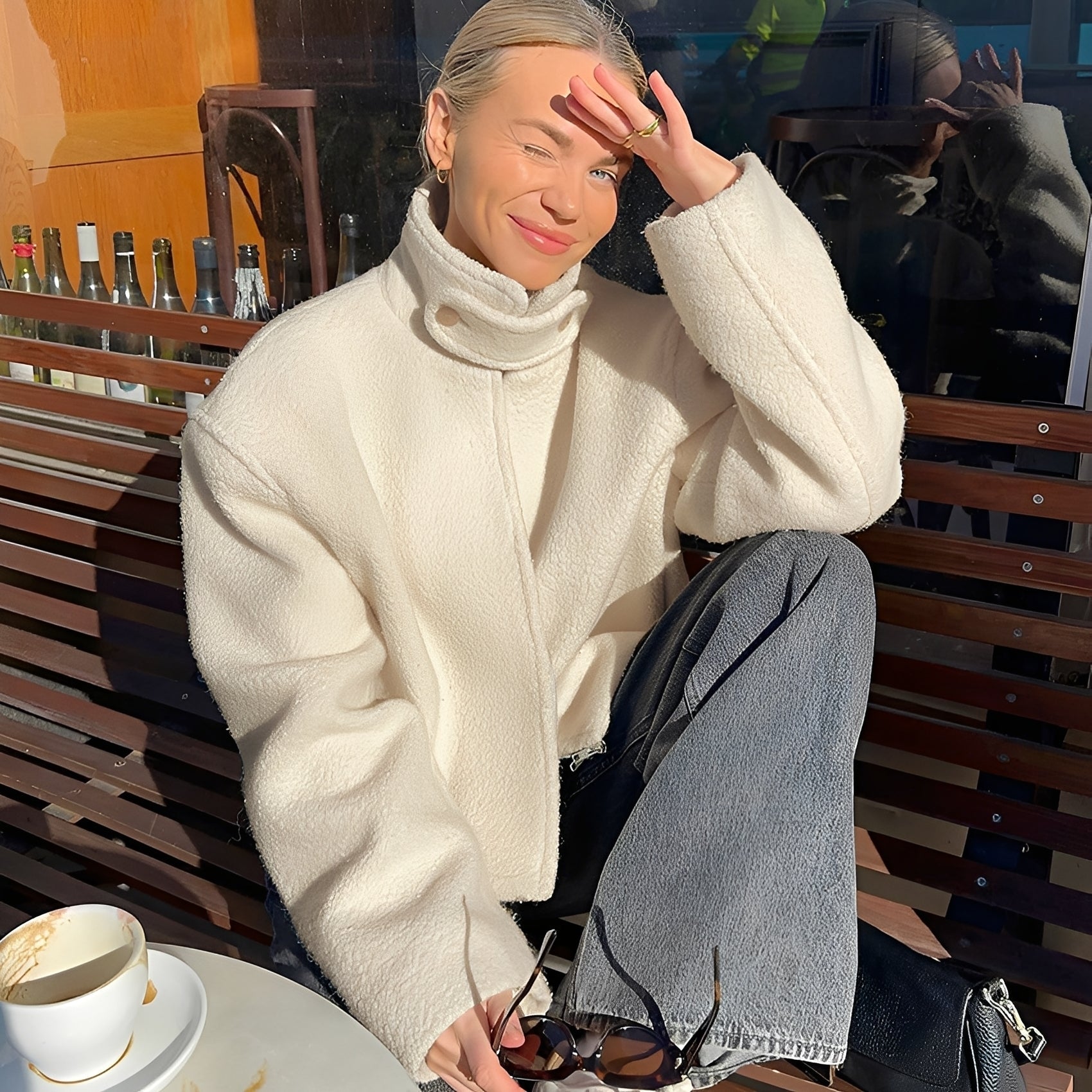 Shania - Cappotto in pile oversize alla moda e casual per donne