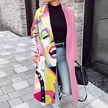 Kelsea - Elegante cappotto da passerella con stampa per donne