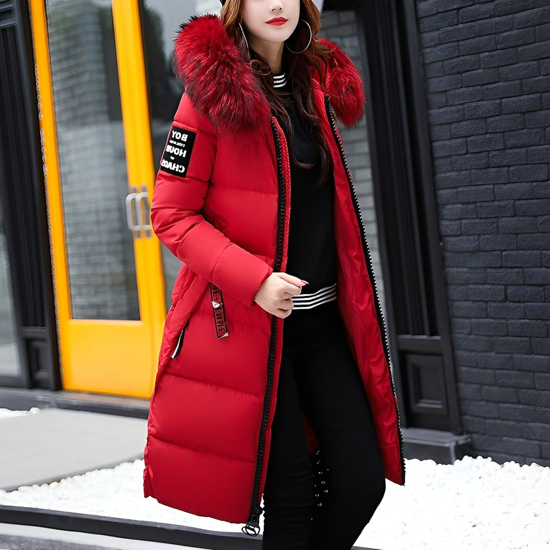 Rowina - Elegante cappotto imbottito con collo di pelliccia per donne
