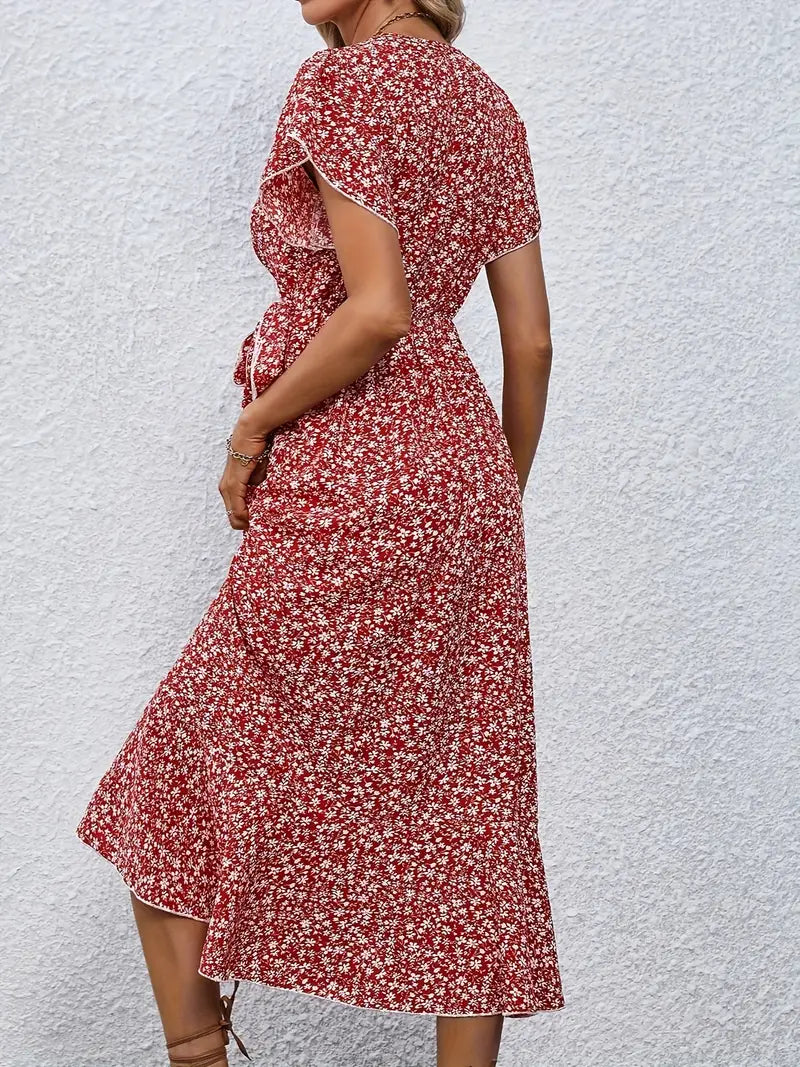 Ellen - Abito floreale con scollo a V romantico