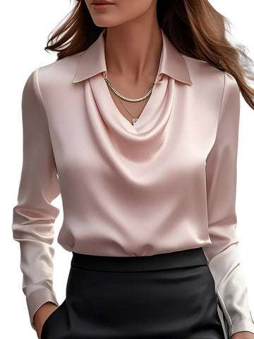Dionne - Elegante camicia a maniche lunghe in raso per donne