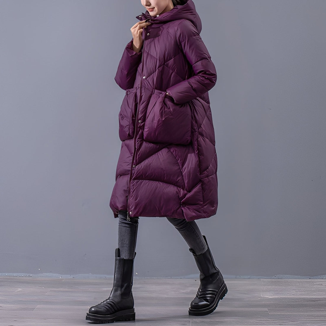 Ronnette - Cappotto casual con cappuccio e grandi tasche per donne