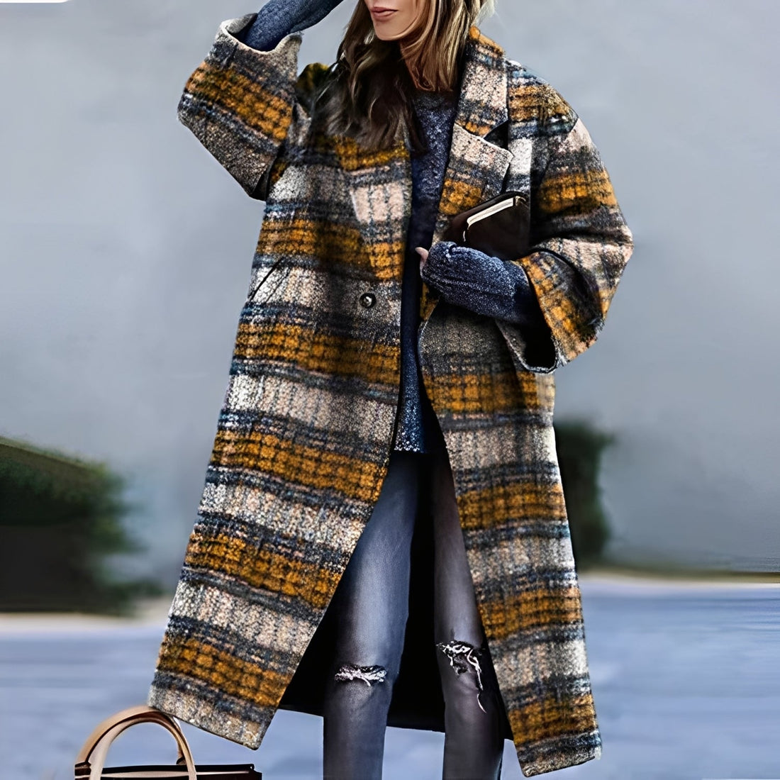 Zariah - Lungo, spesso cappotto con stampa per donne