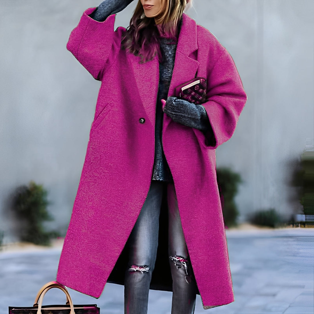 Britannia - Cappotto lungo caldo con colletto a revers per donne