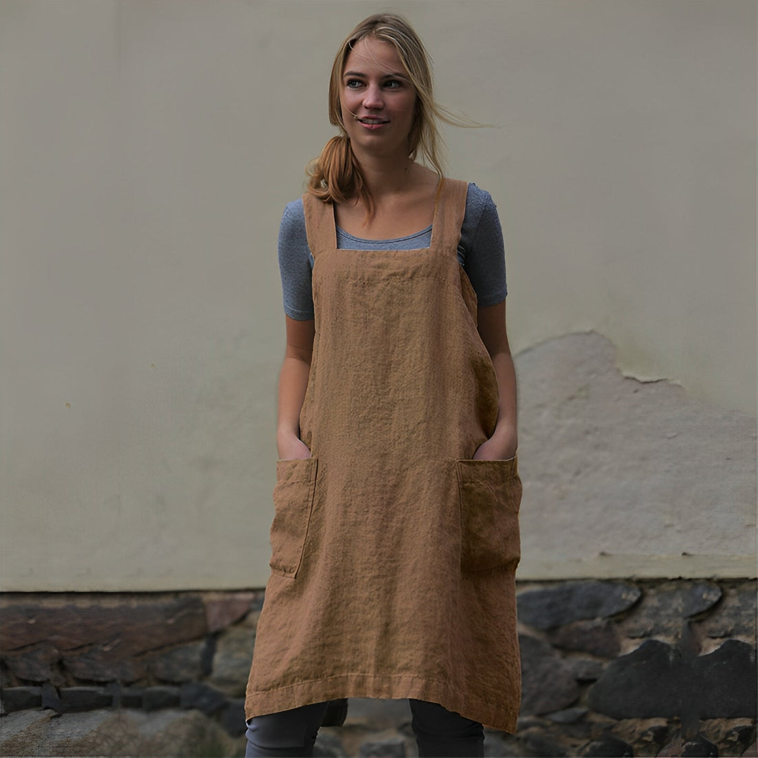 Mozelle - Abito grembiule casual con tasche per donne