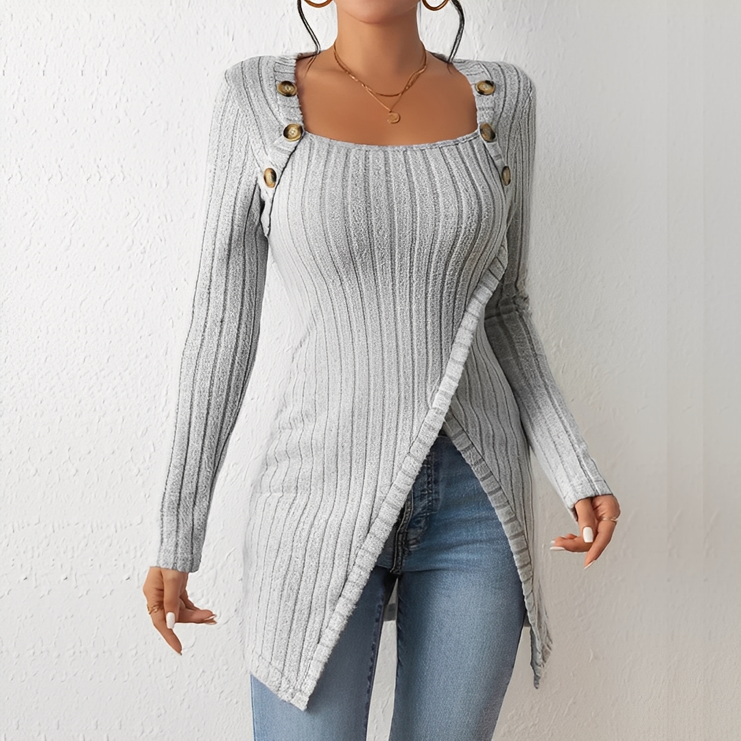 Alfreda - Top lavorato a maglia con bottoni per donne