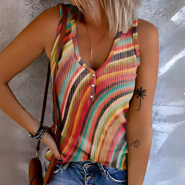 Hadyn - Canotta arcobaleno con bottoni per donne