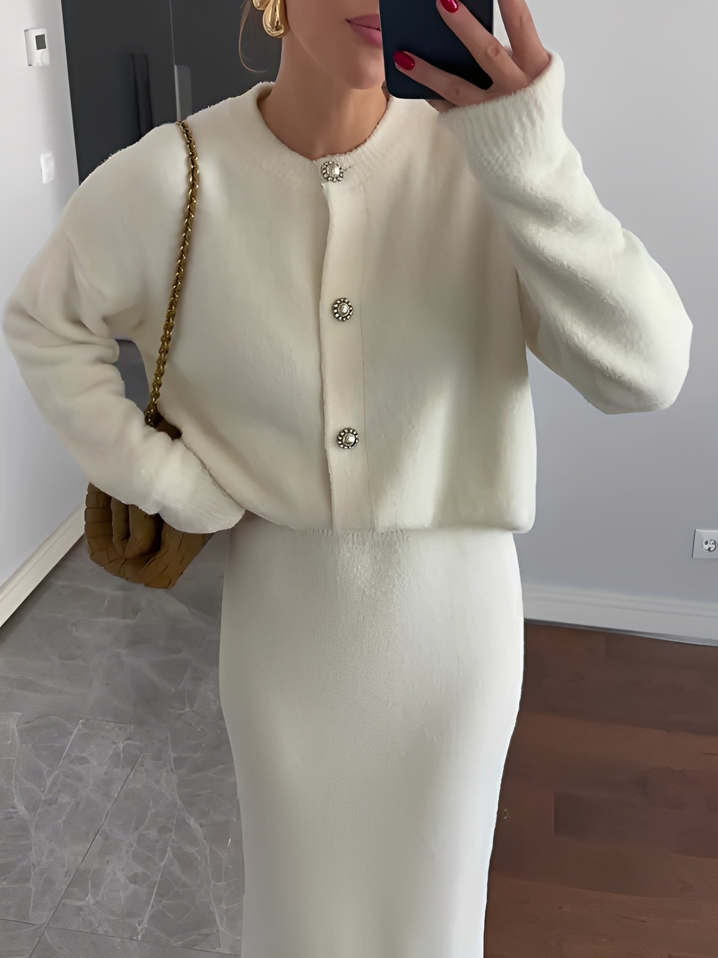 Cecilia - Elegante set di cardigan e gonna per donne