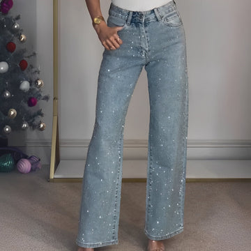 Sandra - Jeans glitter eleganti a vita alta per donne