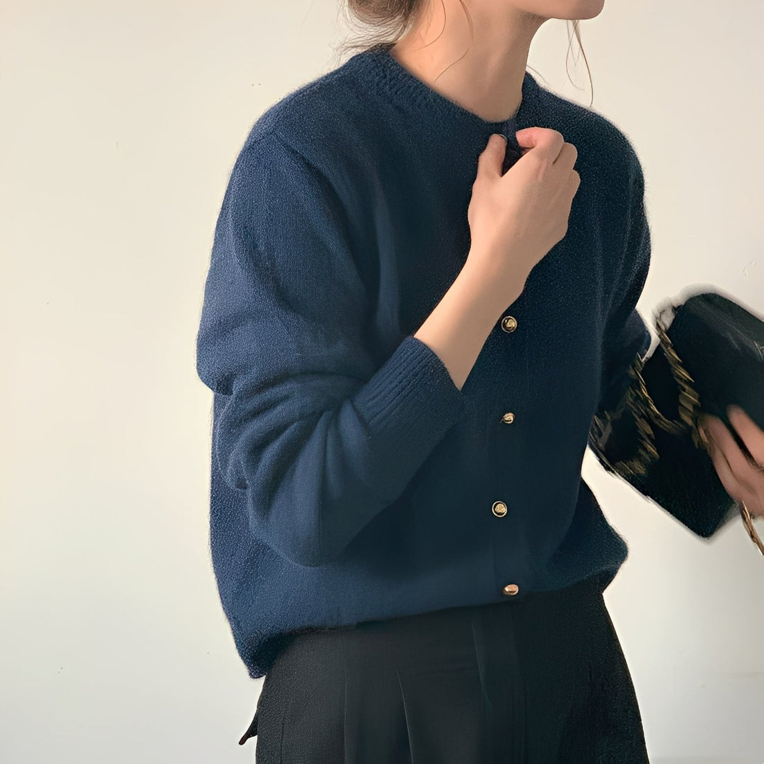 Merla - Maglione-Cappotto Sciolto con Scollo Rotondo per Donne