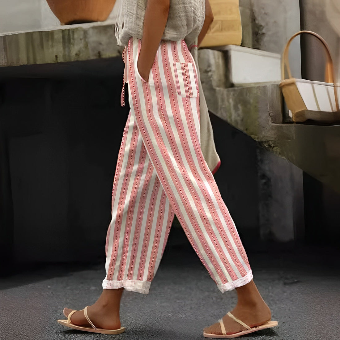 Kalyn - Pantaloni a gamba larga a righe