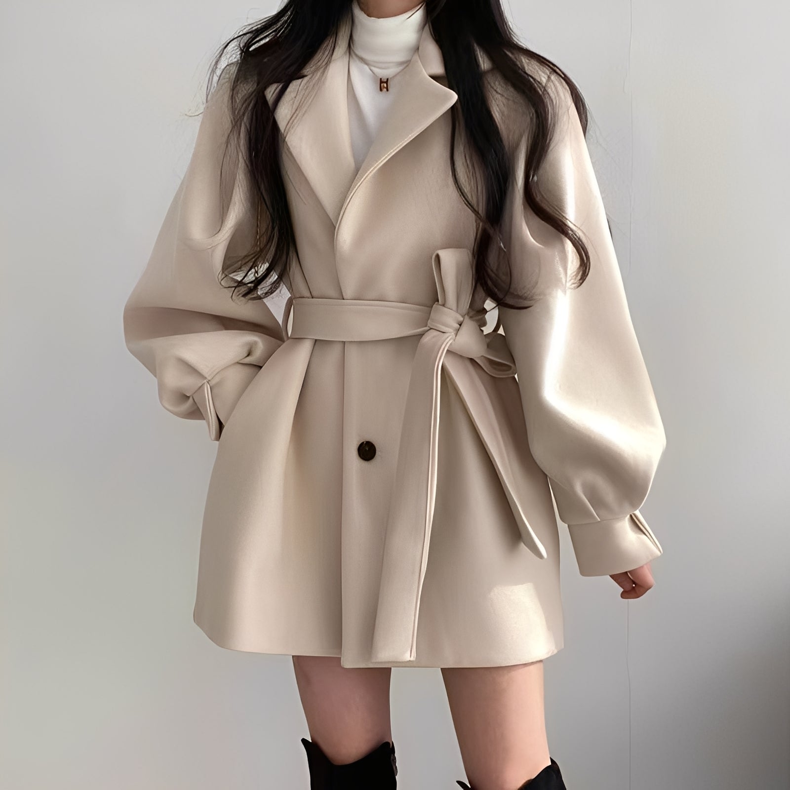 Meryl - Elegante mantella di lana di media lunghezza per donne