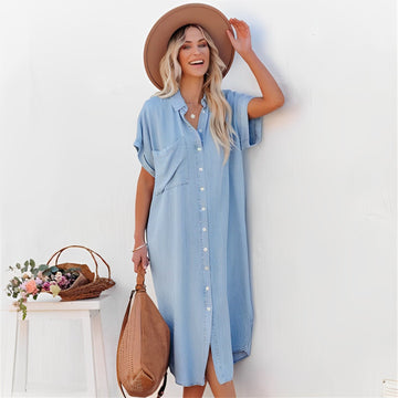 Bethel - Vestito camicia in denim a maniche corte