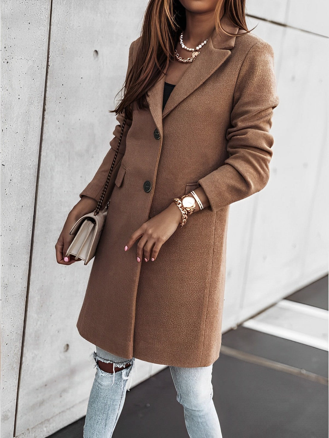 Joselyn - Classico lungo cappotto con bottoni per donne