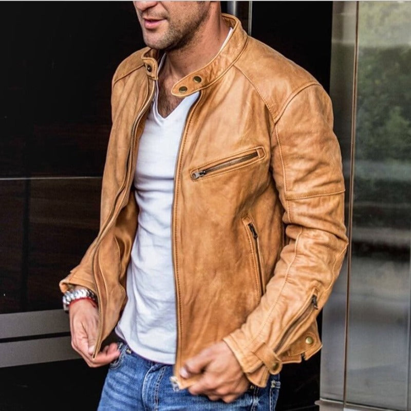 Steve - Giacca in pelle elegante e impermeabile per uomo
