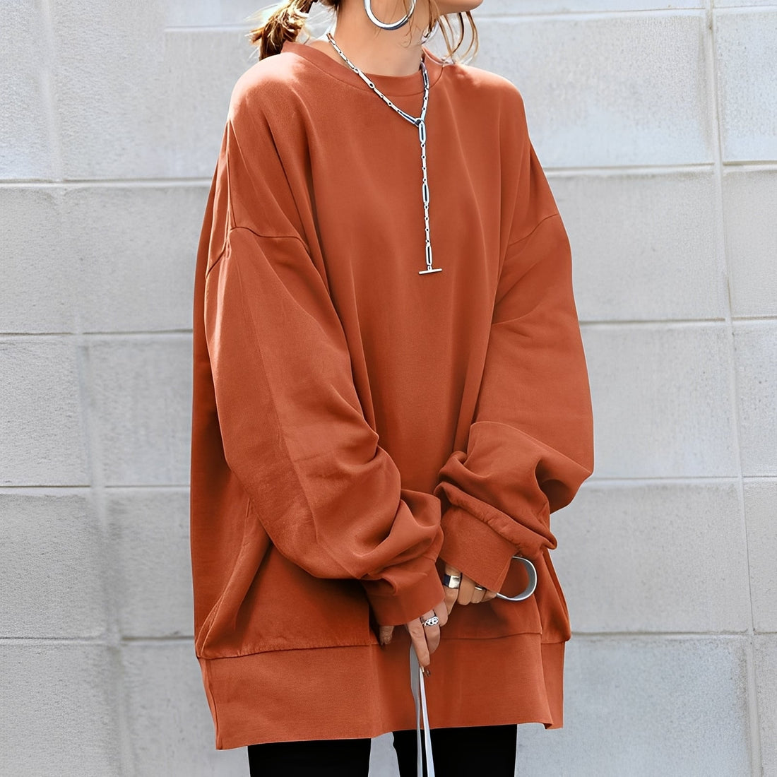 Andrina - Maglione oversize con scollo rotondo per donne
