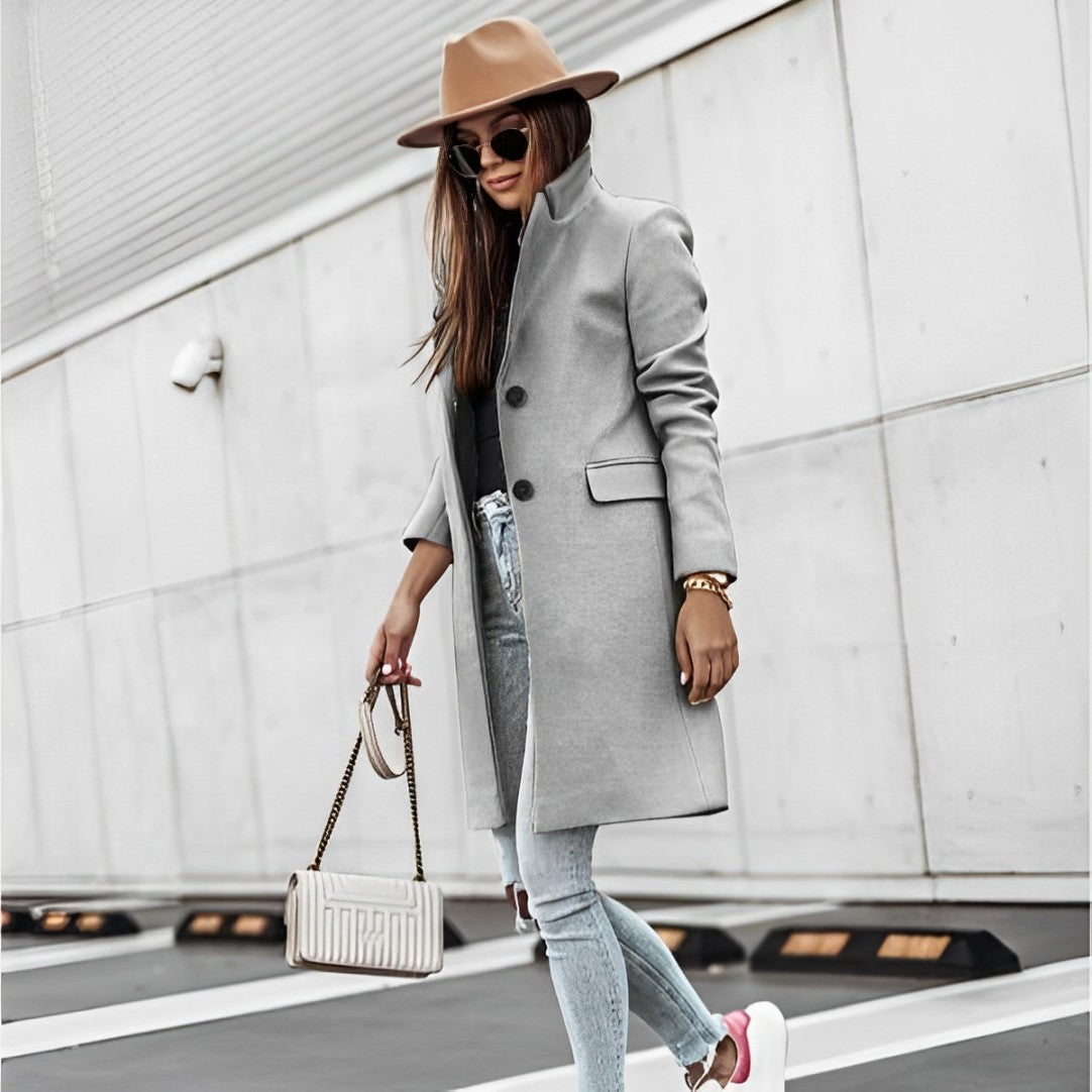 Elaina - Cappotto lungo chic con bottoni