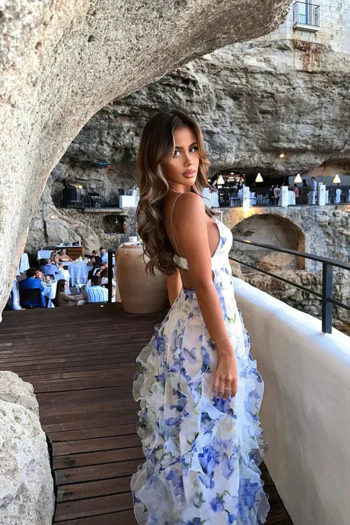 Shae - Abito Floreale Arricciato Donna, Romantico & Estivo