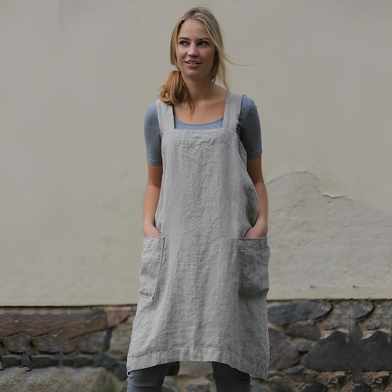 Mozelle - Abito grembiule casual con tasche per donne