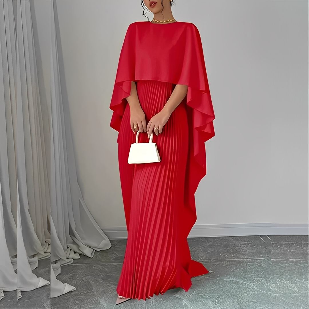 Marilou - Abito elegante con mantella plissettata per donne