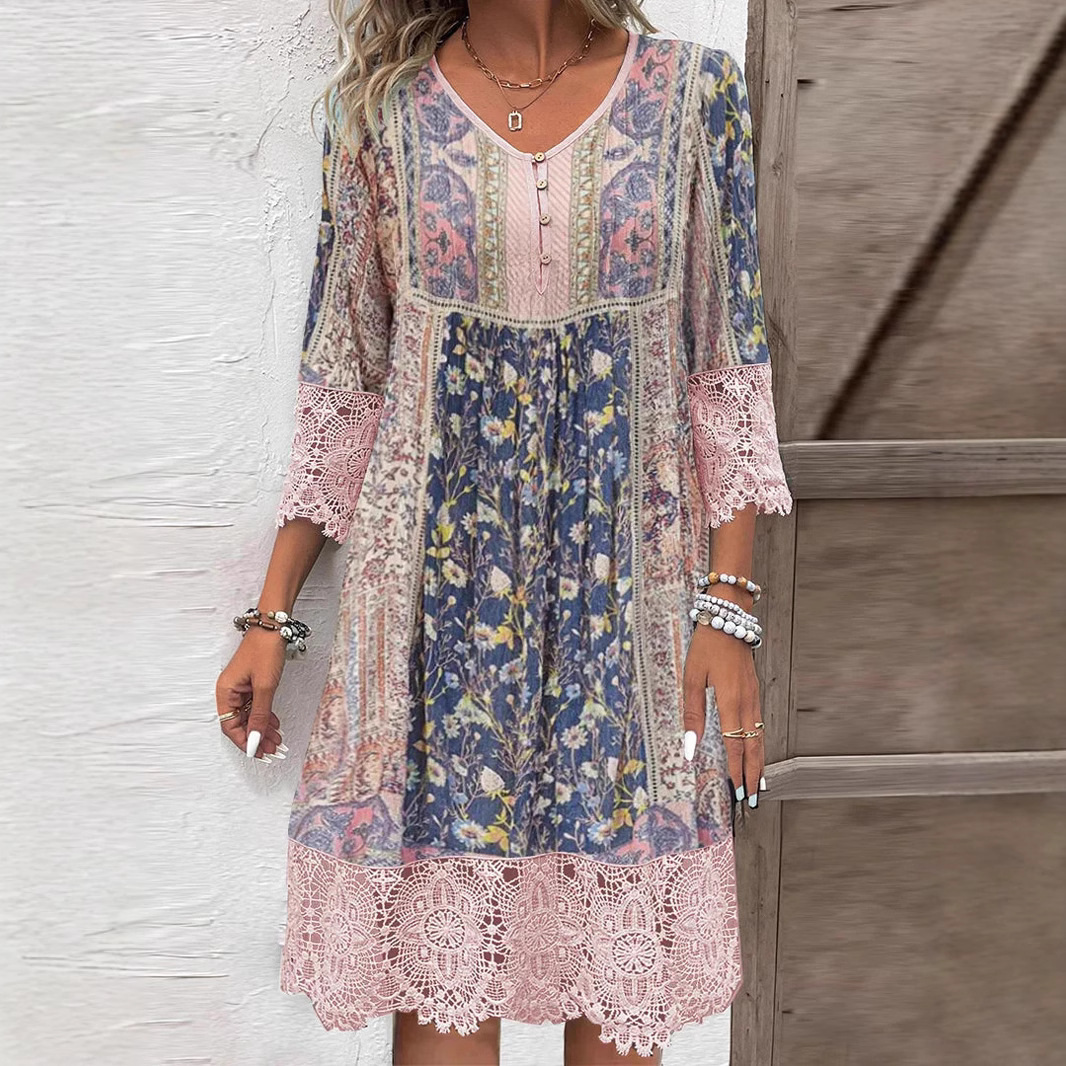 Tawny - Abito in pizzo stile bohemien per donne