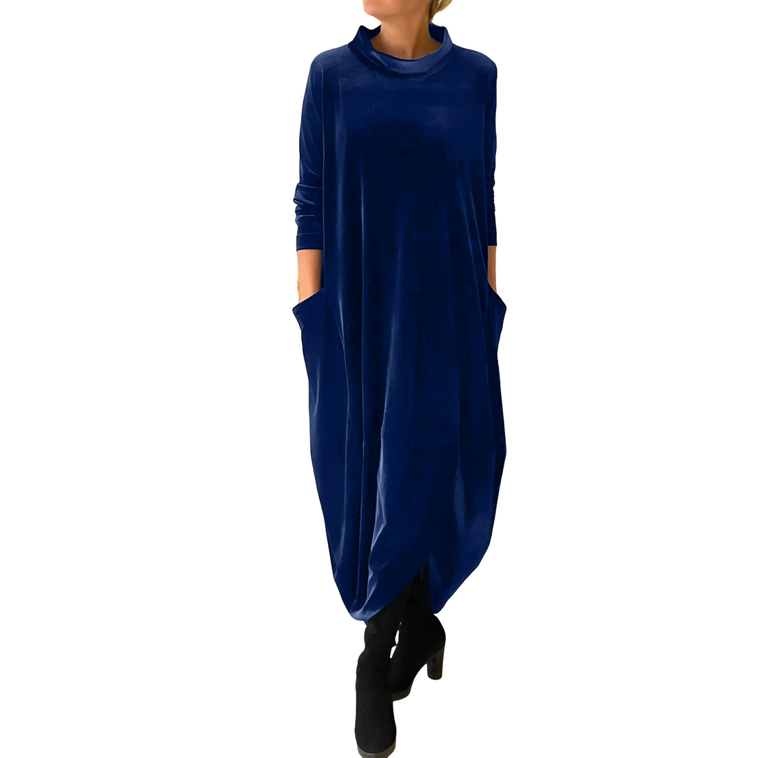 Roxanne - Elegante lungo abito di velluto con tasche per donne