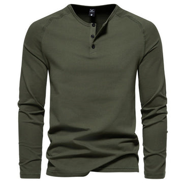 Malcom - Camicia casual semplice a maniche lunghe per uomo