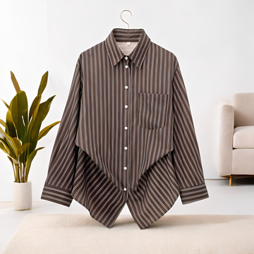 Frederica - Camicia a righe casuale a maniche lunghe per donne