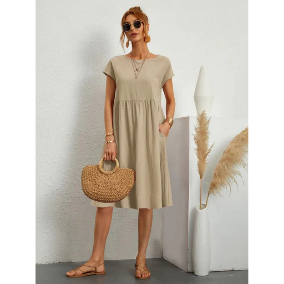 Menali - Abito Estivo Donna Manica Corta Midi