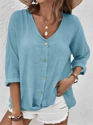 Emerie - Maglia comoda a maniche lunghe con bottoni