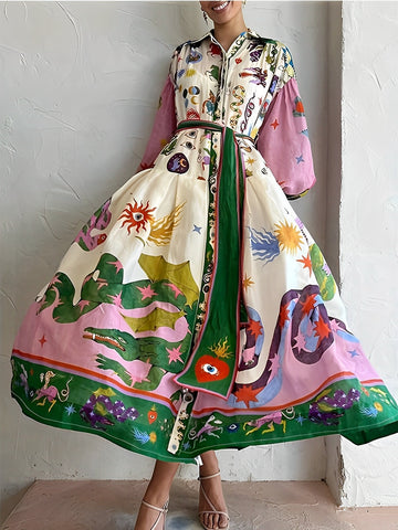 Gemma - Abito maxi lungo colorato per donne