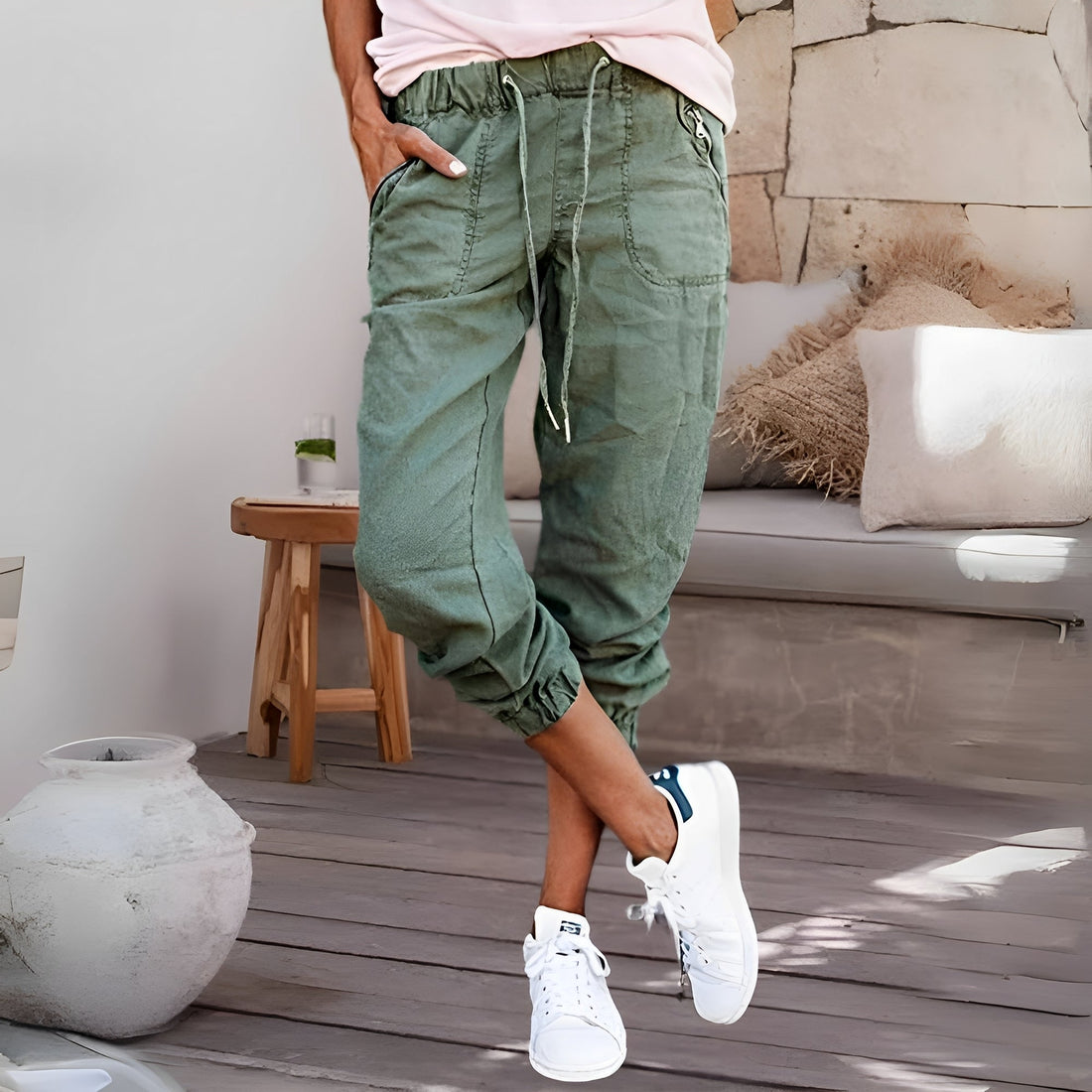 Evalyn - Elegante pantaloni cargo elastici per donne