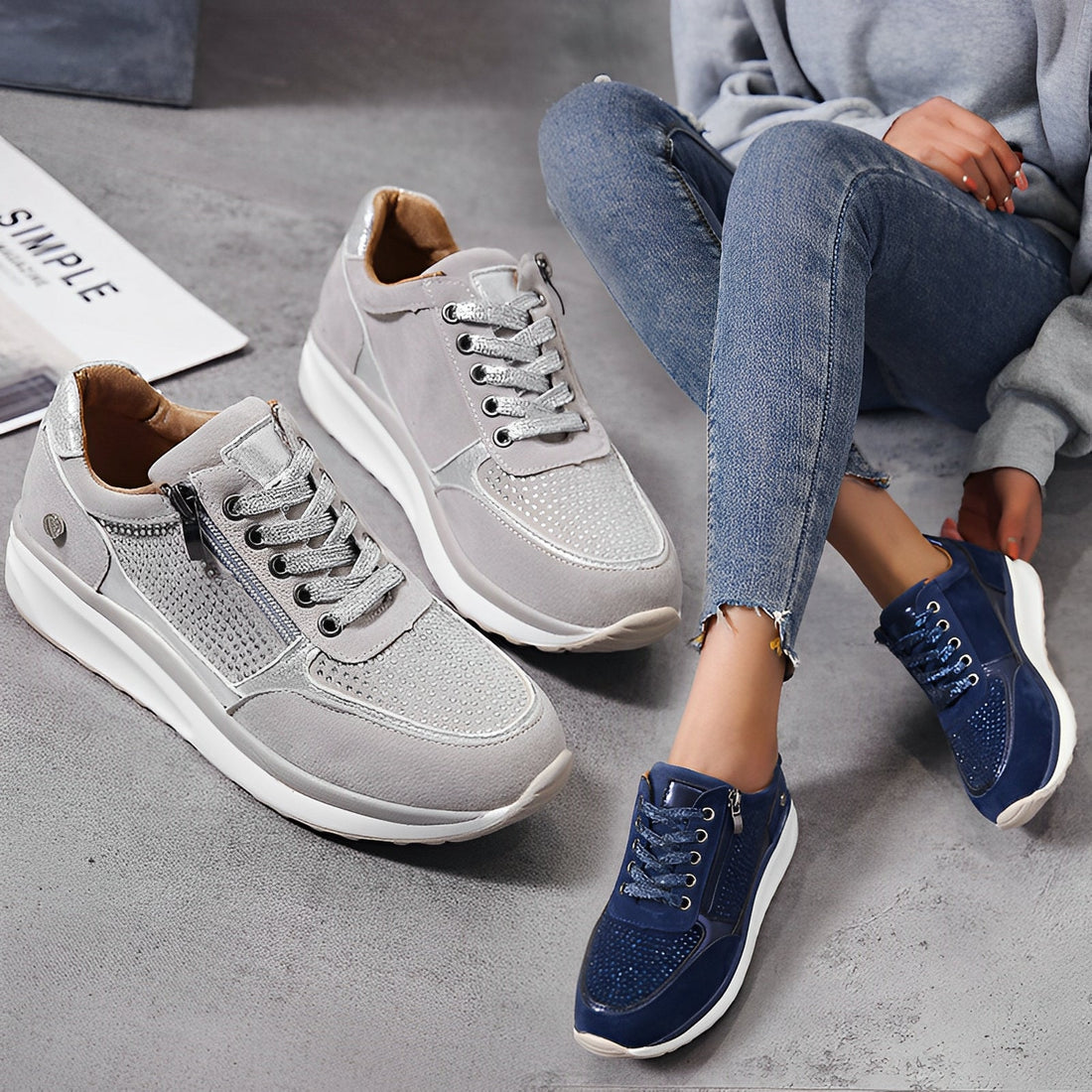 Luna - Sneaker casual con cerniera laterale per donne