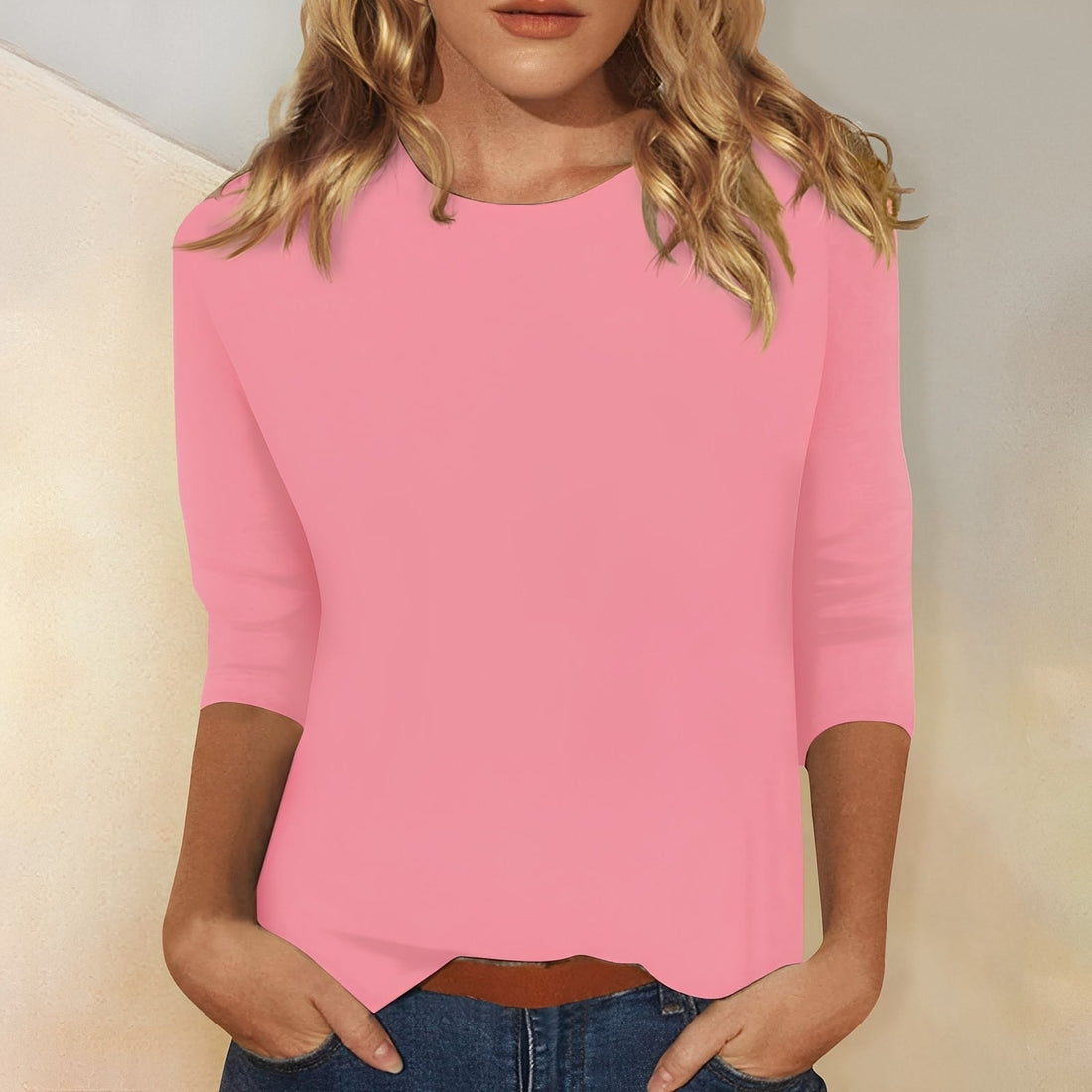 Katherina - Maglietta casual a maniche lunghe con scollo rotondo per donne