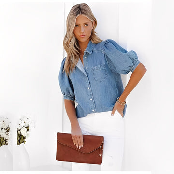 Cinddy - Camicia in denim classica e confortevole per donne