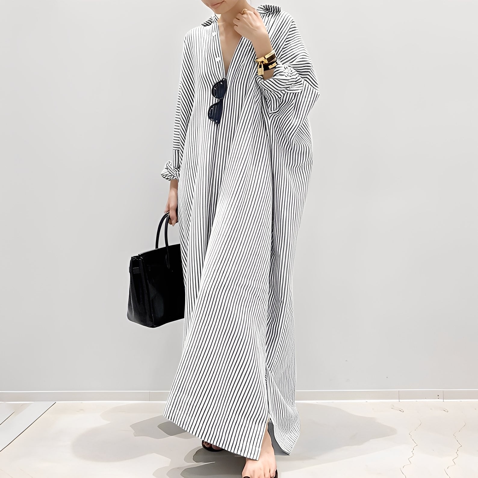 Davida - Abito camicia a righe casual per donne