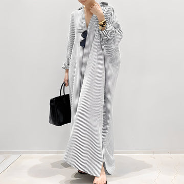 Davida - Abito camicia a righe casual per donne