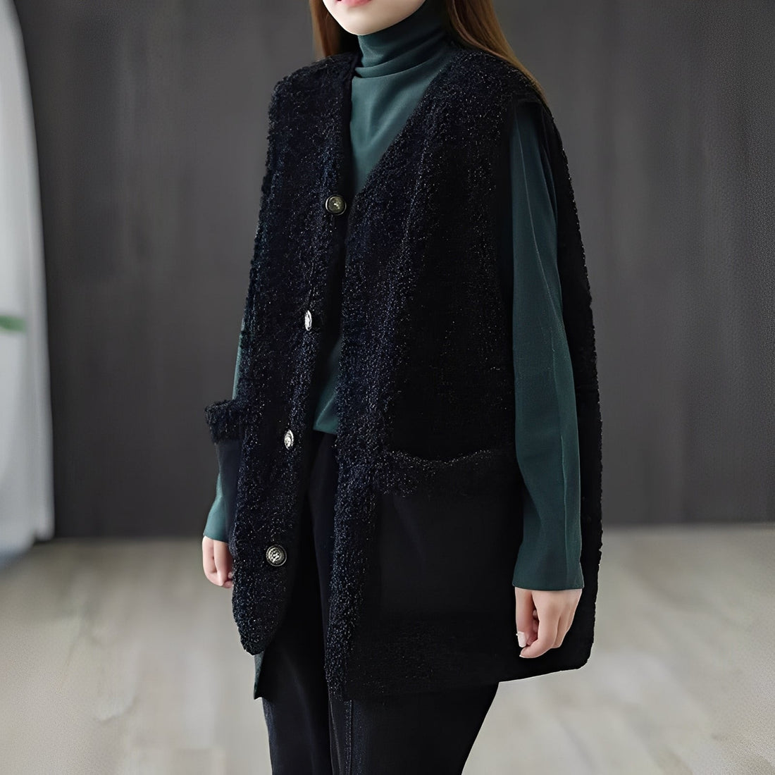 Emerie - Gilet casual spesso con tasche per donne