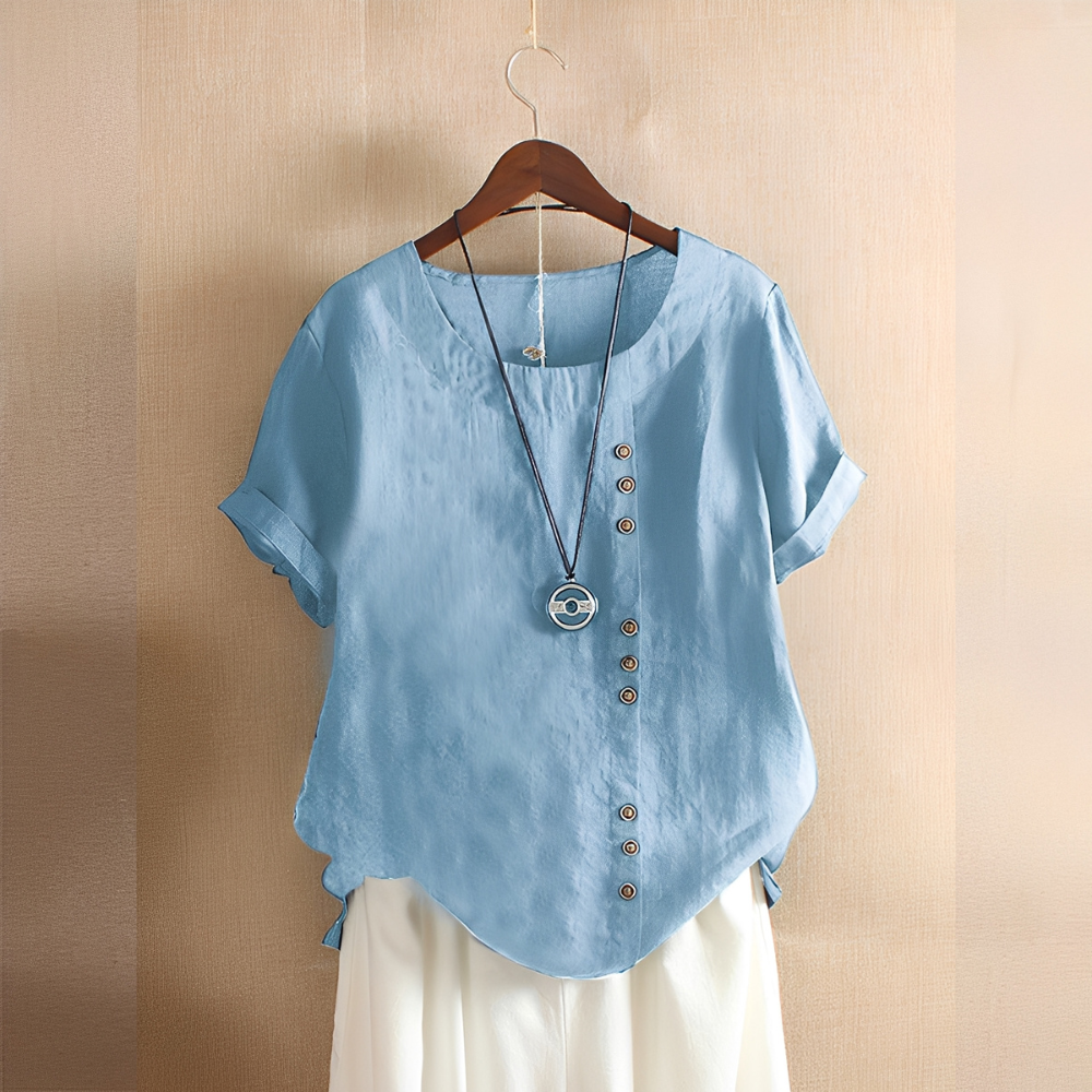 Corrine - Classica blusa in lino a vestibilità ampia per donne