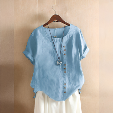 Corrine - Classica blusa in lino a vestibilità ampia per donne
