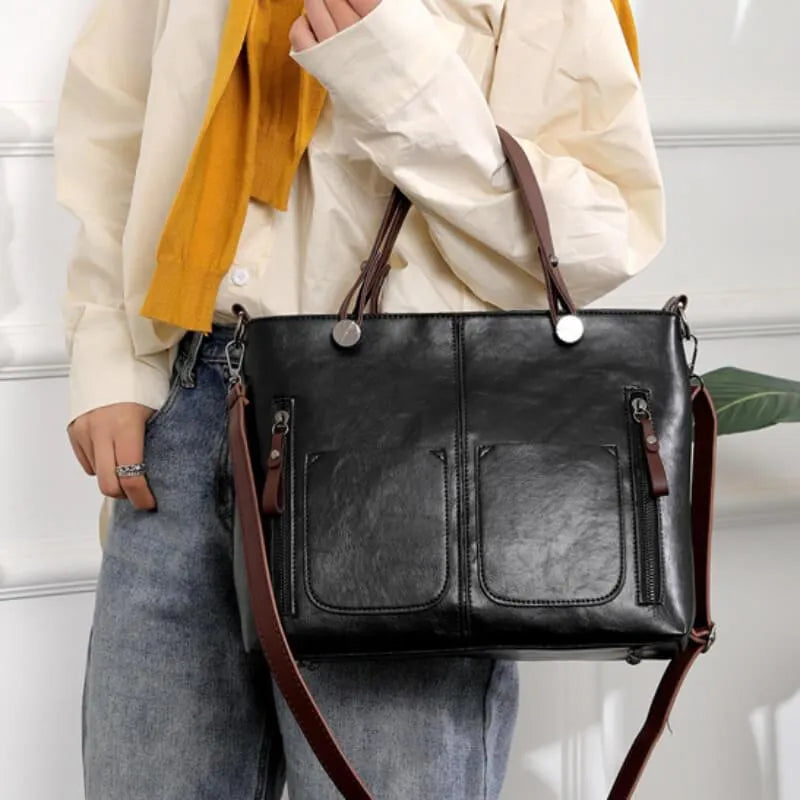 Emilia - Elegante borsa a tracolla in pelle stile retrò
