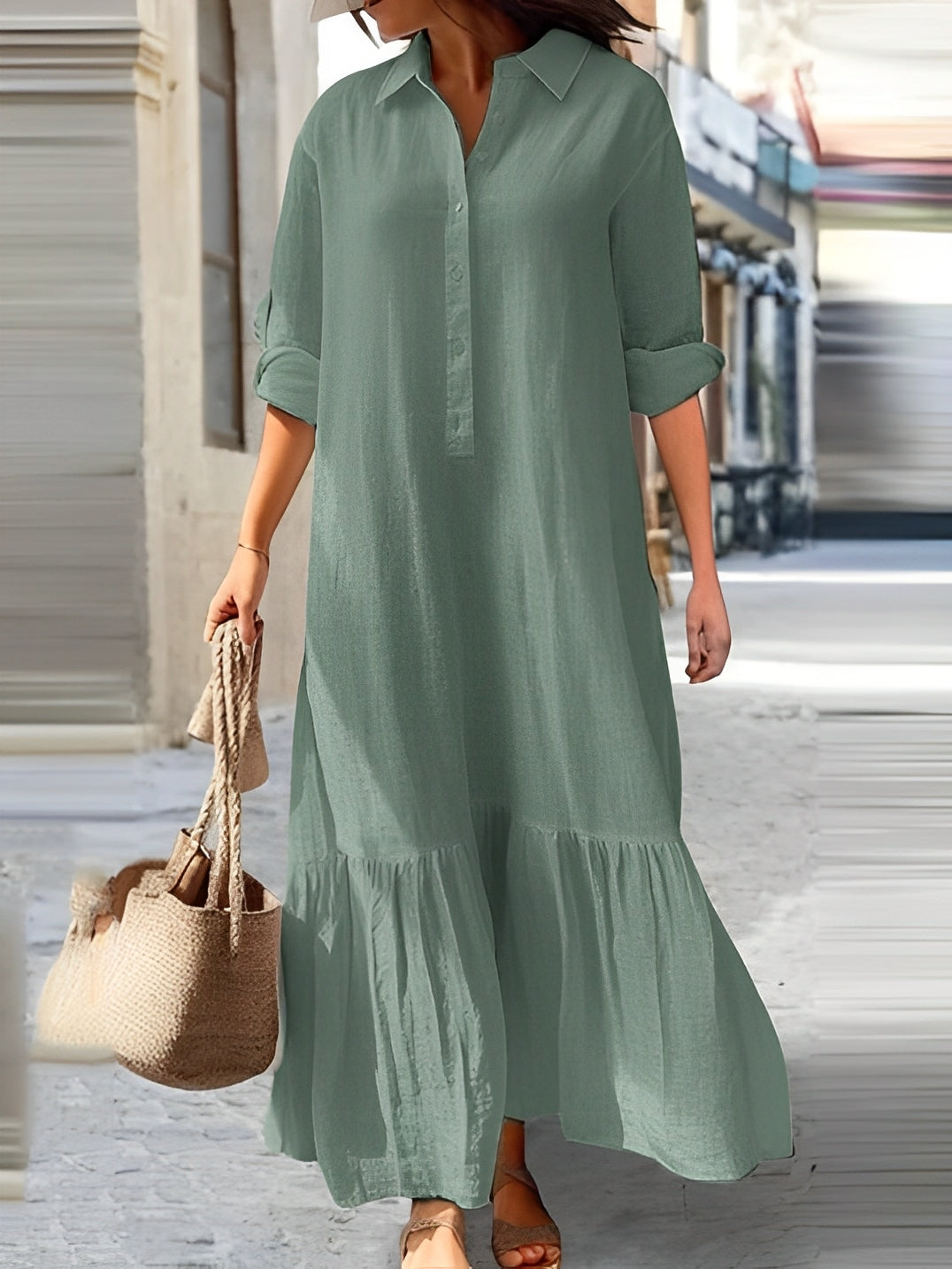 Chantel - Abito camicia vintage con bottoni per donne