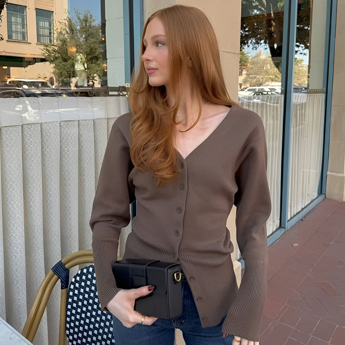 Deziree - Cardigan-cappotto elegante e stretto per donne