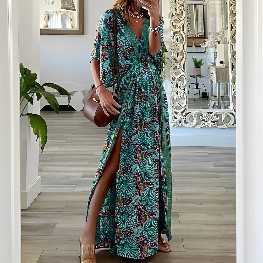 Tania - Abito Boho Maxi con Spacco per Donne