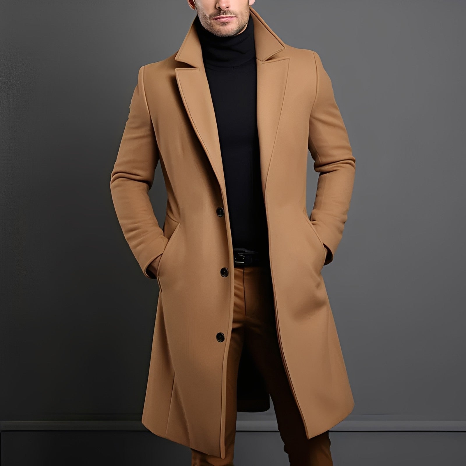 Kristopher - Classico lungo cappotto di lana per uomo