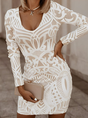 Felisha - Abito mini attillato a maniche lunghe per donne