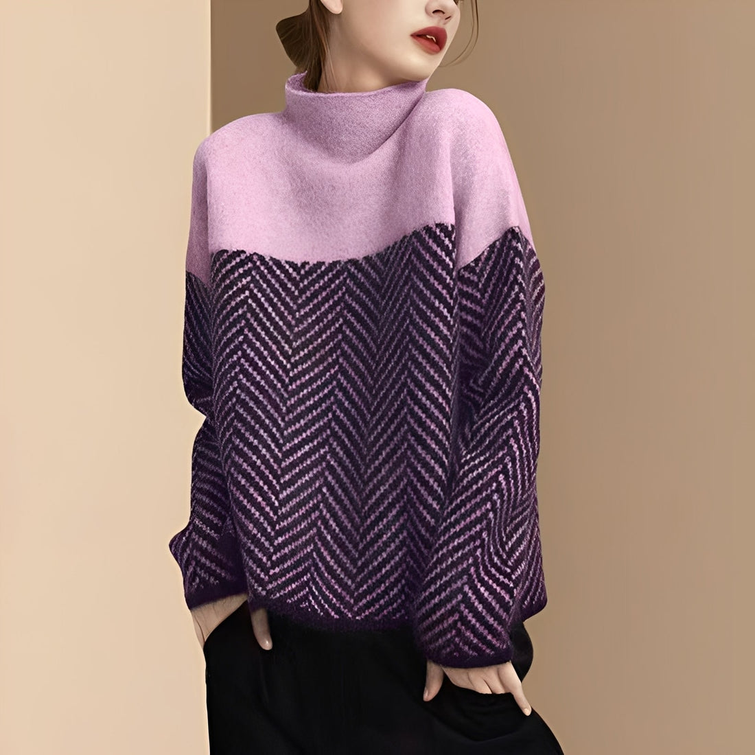 Antonia - Elegante Maglione a Maglia Patchwork per Donne