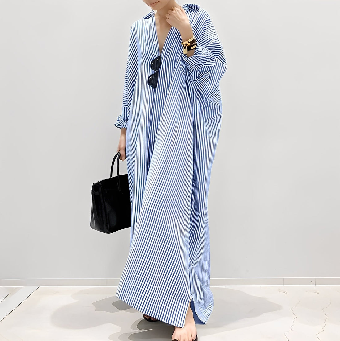 Davida - Abito camicia a righe casual per donne